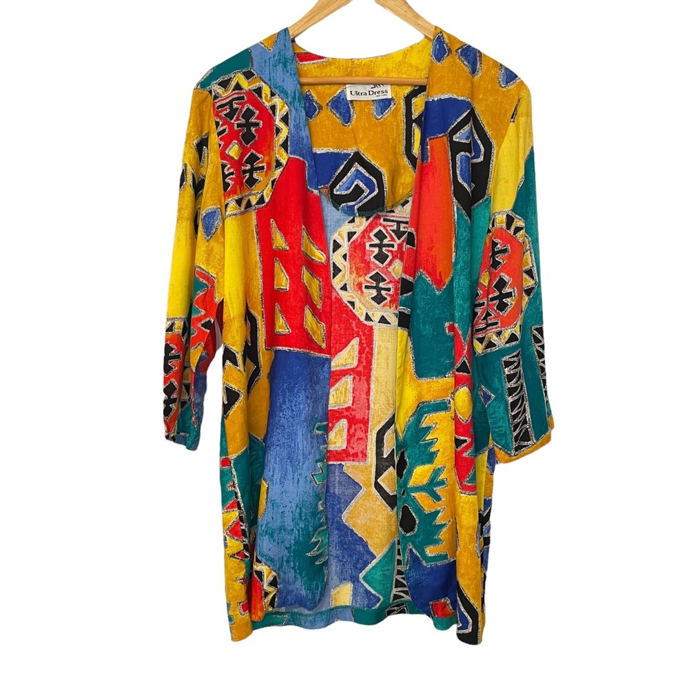 Ultra Dress Multicolor Print Kimono
